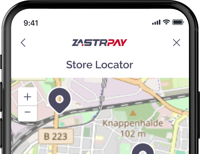 Smartphone screen showing partner shop location map